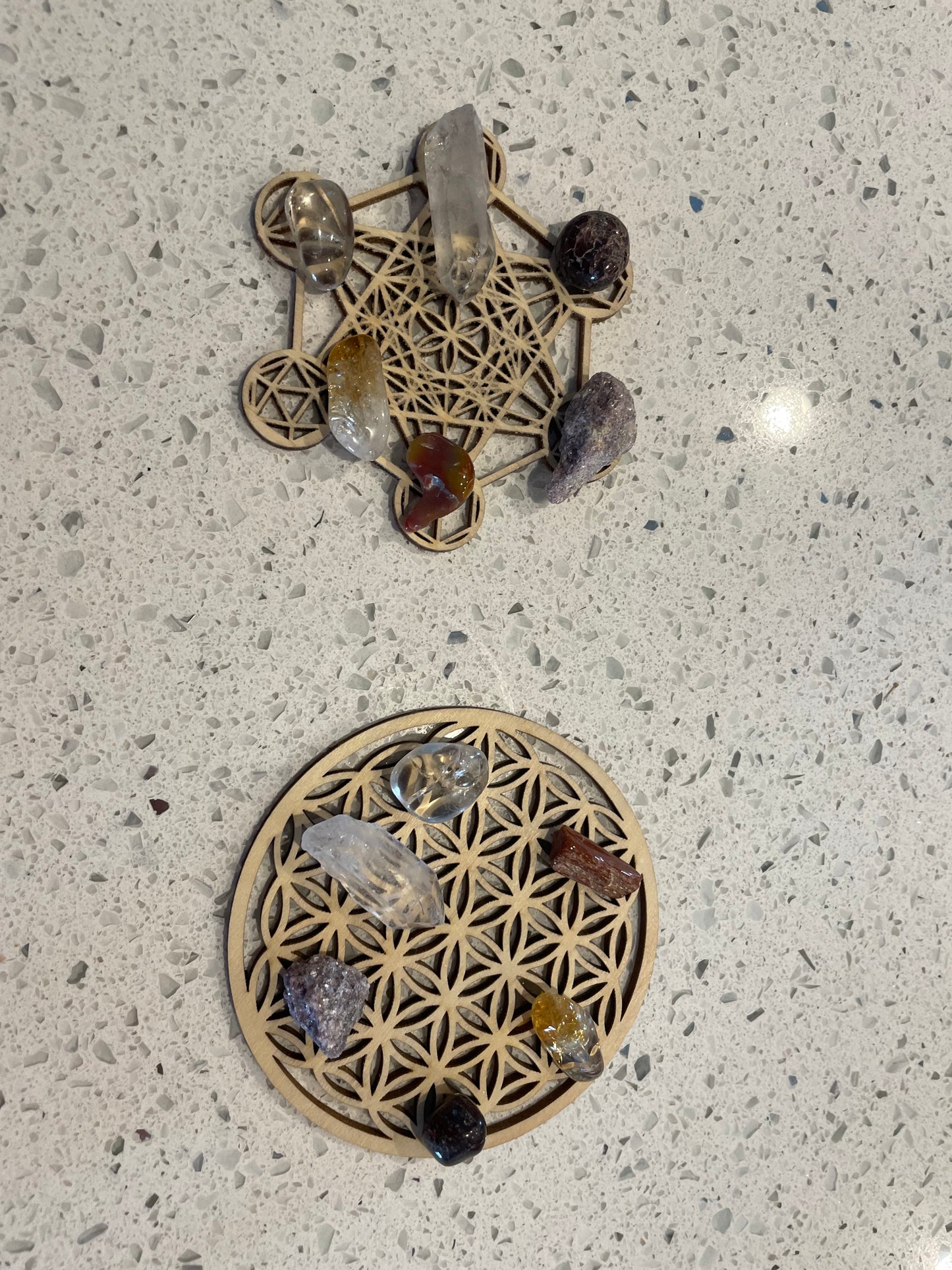 Business Empowerment Crystal Grid Set - Metatrons Cube or Flower of Life