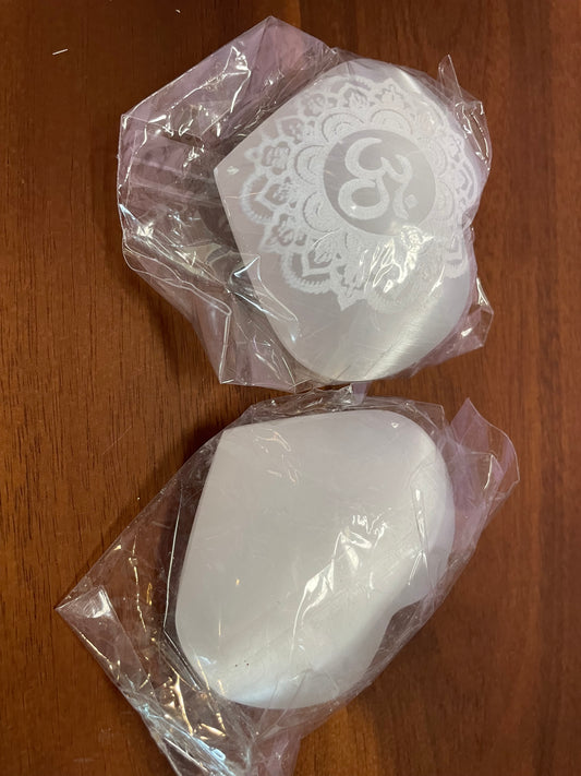 Pretty Selenite  heart OM symbol