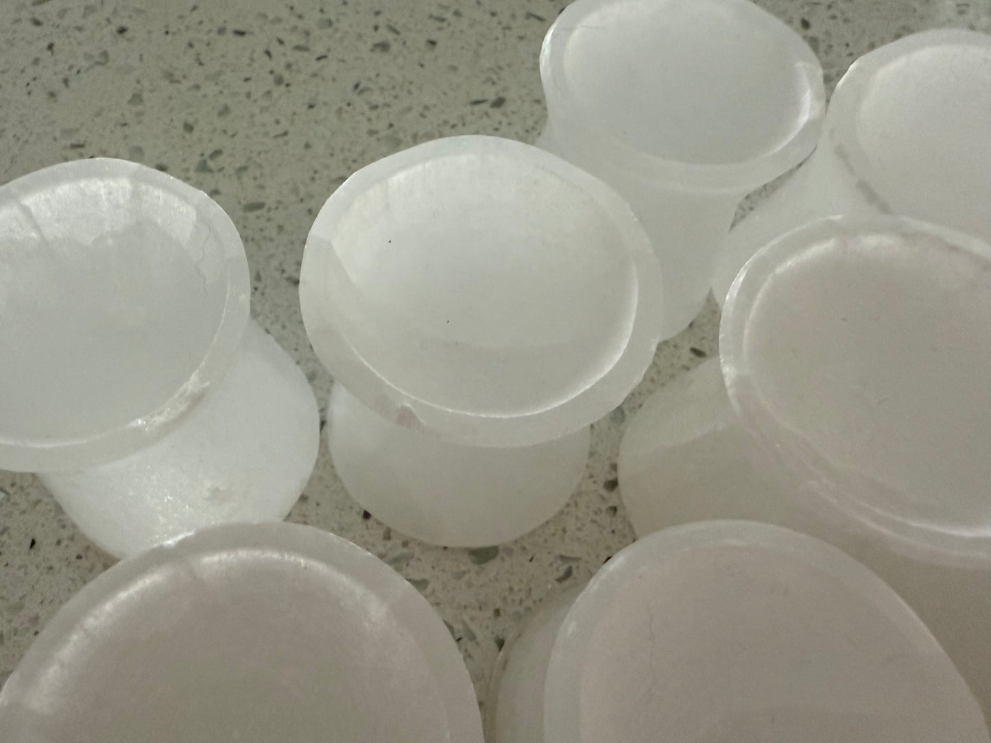 Selenite Sphere Stand - Slightly damaged; Hourglass Holds and charges various size of crystal spheres