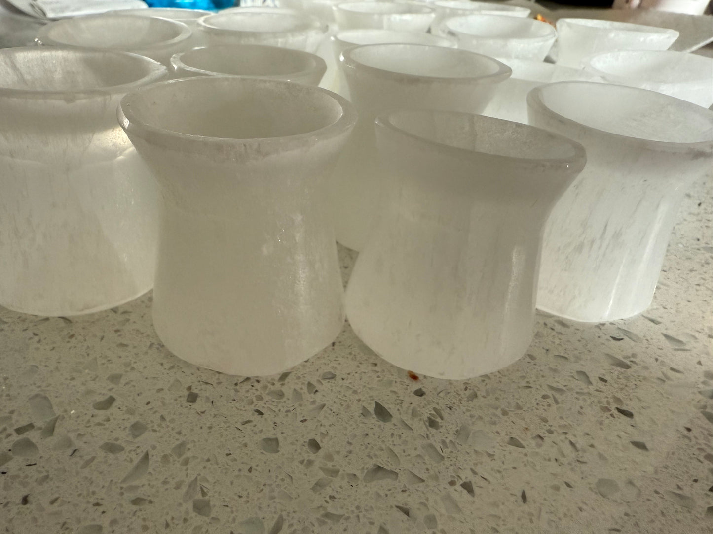 Selenite Sphere Stand - Slightly damaged; Hourglass Holds and charges various size of crystal spheres