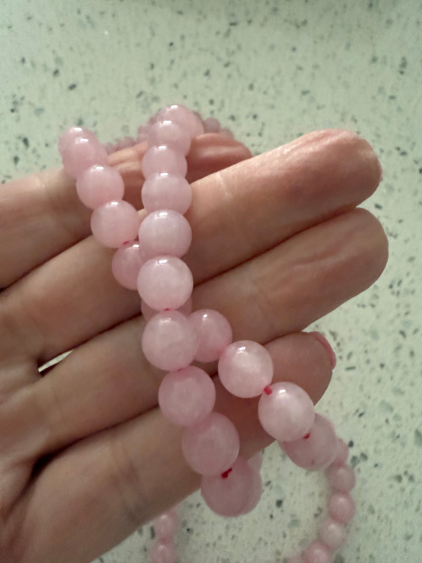 Beautiful Pink rose quartz bracelets for love, perfect gift for mom, friends, daughters and pink lovers! One size fits all.