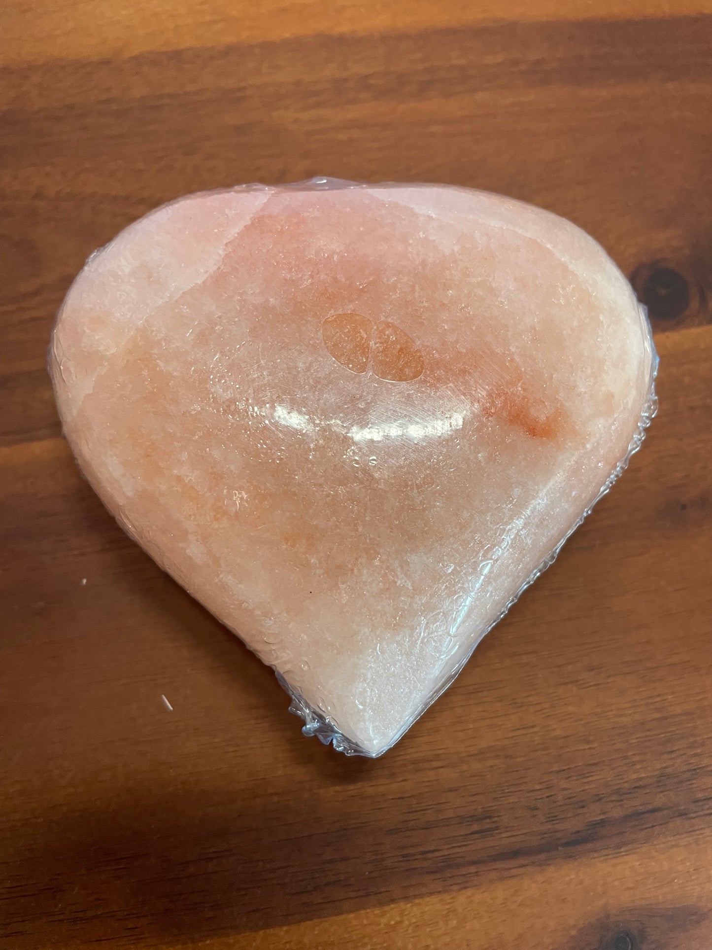 Orange Heart Stone Carving Himalayan Salt 3" H