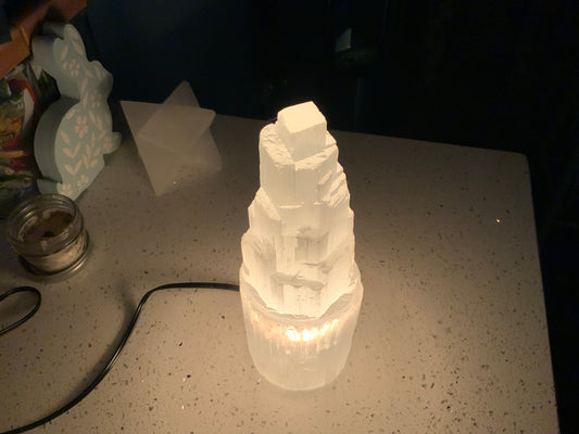 Electric Selenite Lamp Light - Rough - 8”-10”