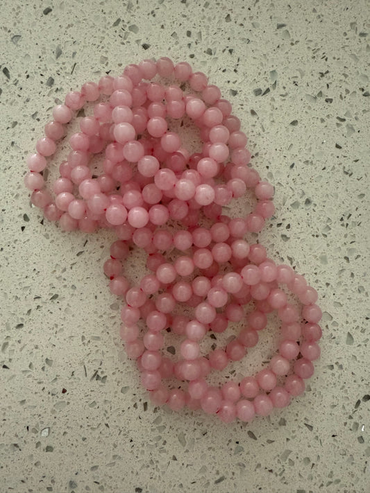 Beautiful Pink rose quartz bracelets for love, perfect gift for mom, friends, daughters and pink lovers! One size fits all.