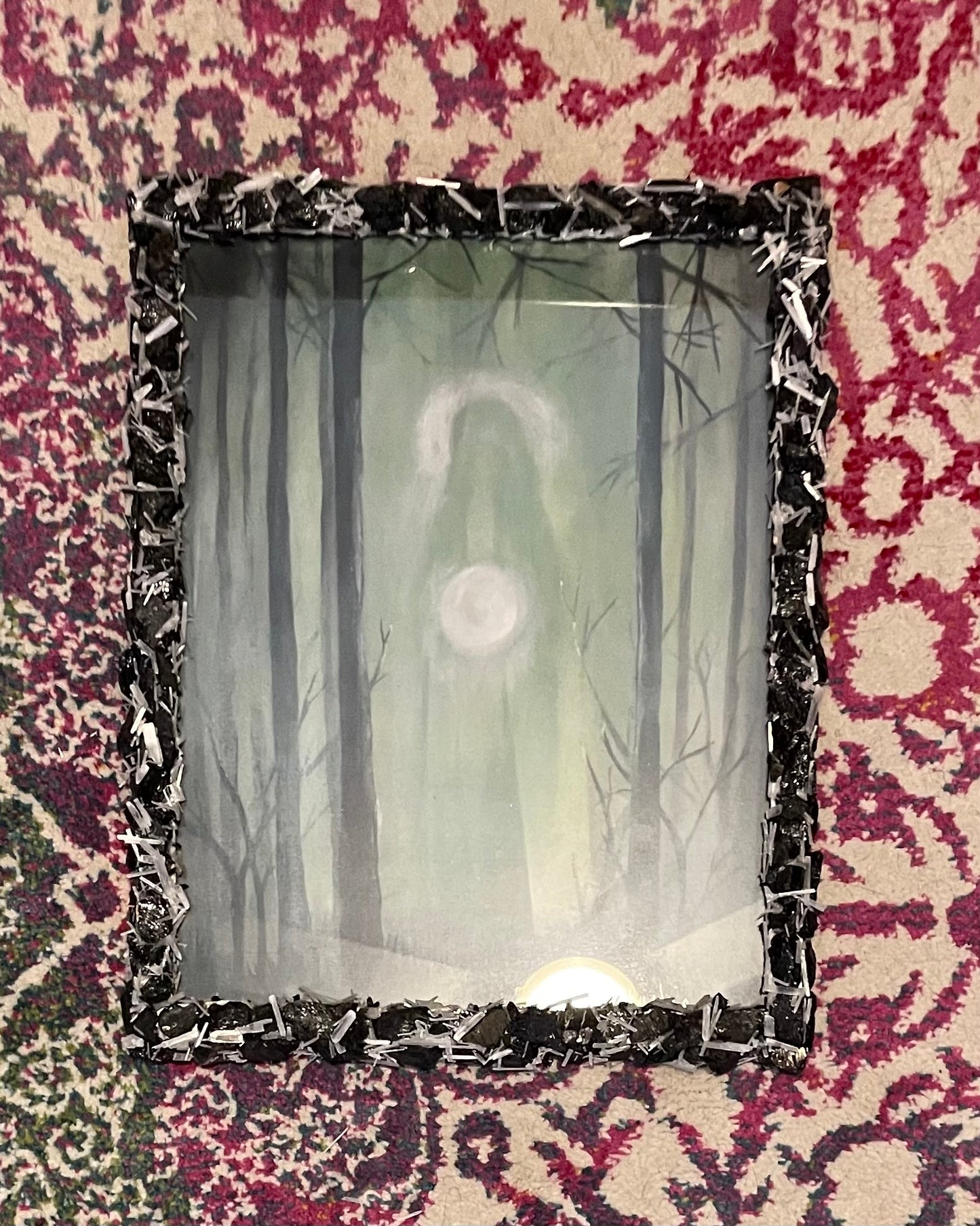 Beautiful Black Tourmaline and Selenite 11” x 14” picture frame and “The Holy One” print.