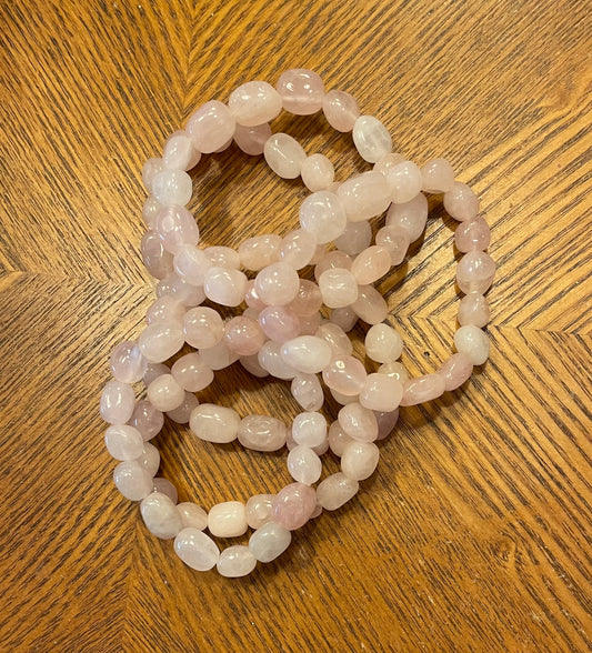 Beautiful Pink rose, quartz, chunky bracelets for love, perfect gift for mom, friends, daughters and pink lovers! One size fits all.