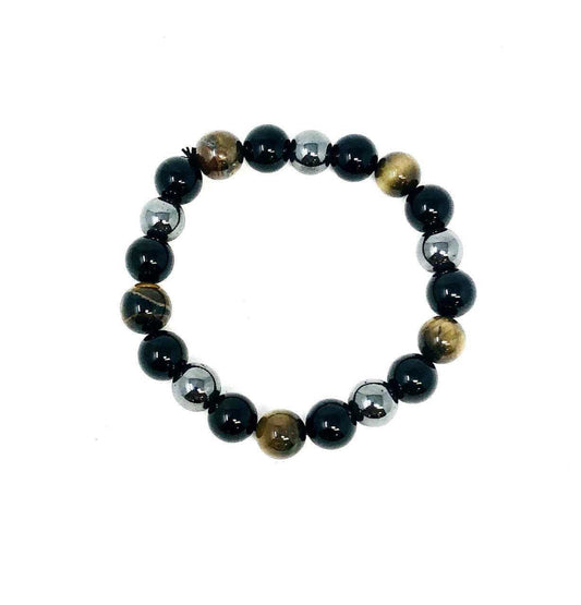 Beautiful Tiger Eye, Hematite and Black Obsidian 10mm bracelets. One size fits all.
