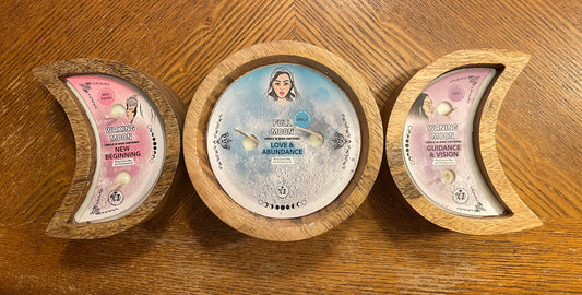 Set of three Moon Maidens Candle Collection - Waxing, Full and Waning - White Hyacinth, Vanilla and Sage LEAD FREE WICKS