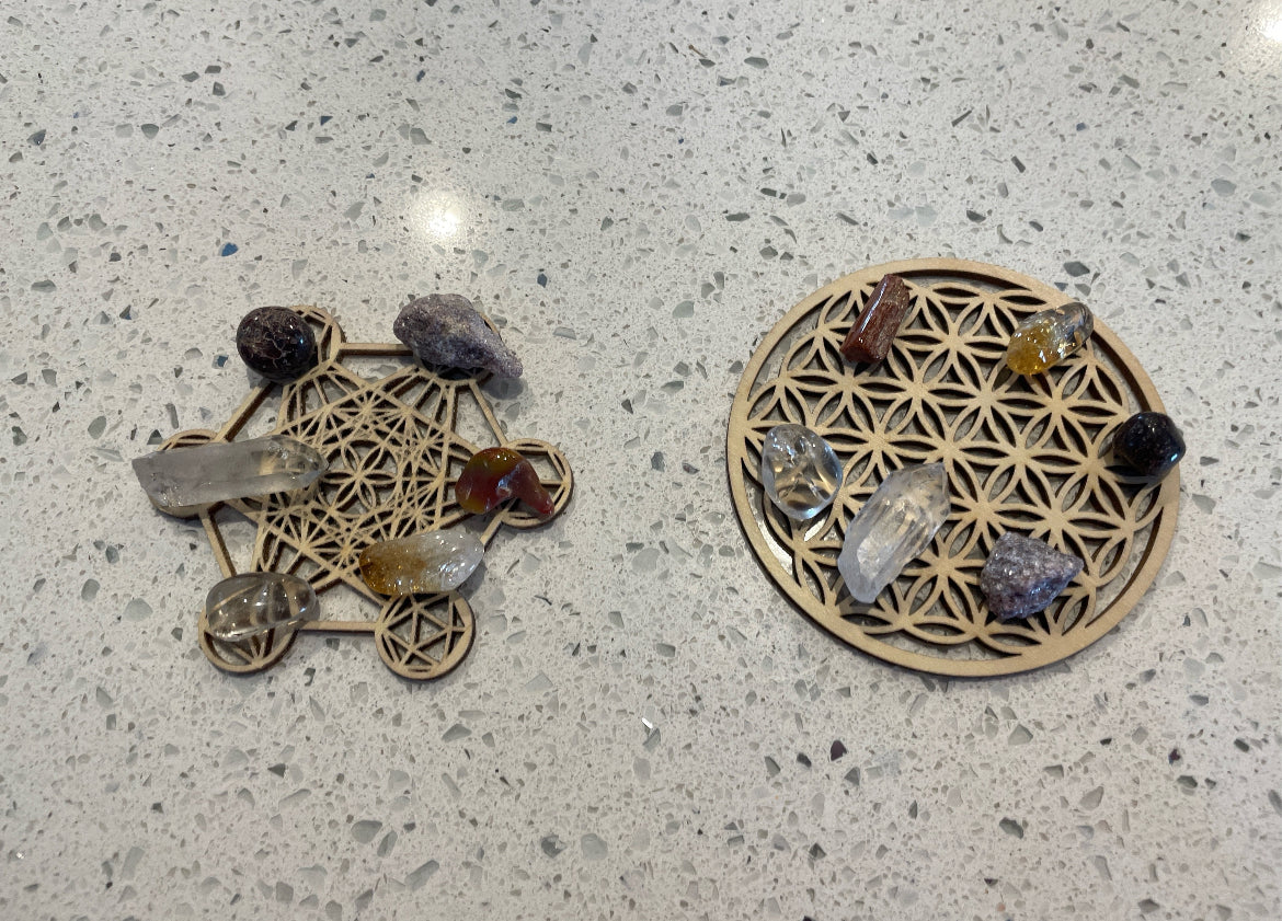 Business Empowerment Crystal Grid Set - Metatrons Cube or Flower of Life