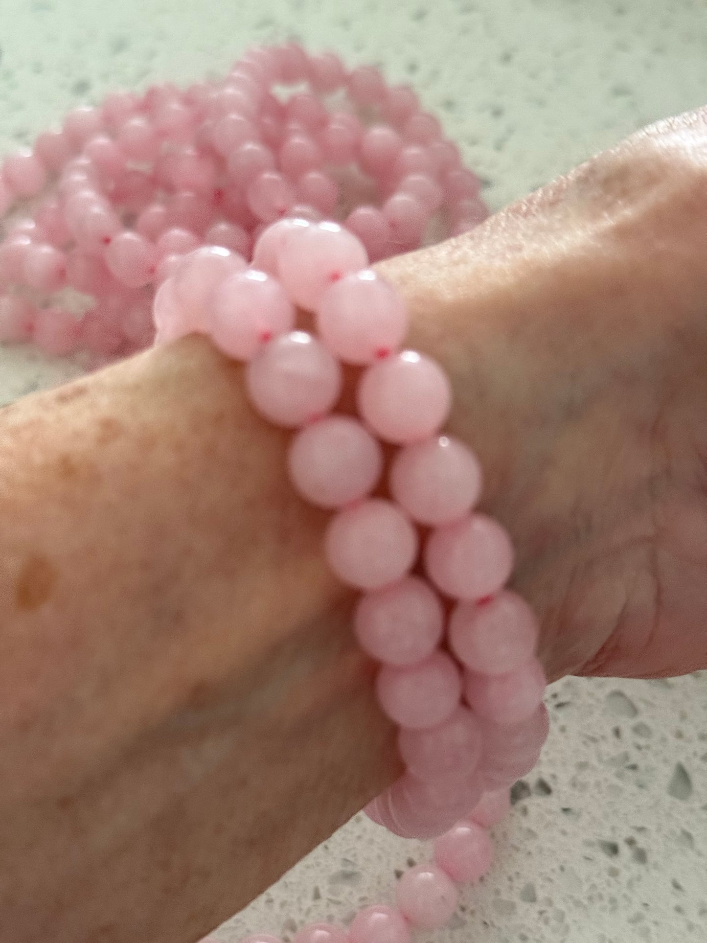 Beautiful Pink rose quartz bracelets for love, perfect gift for mom, friends, daughters and pink lovers! One size fits all.