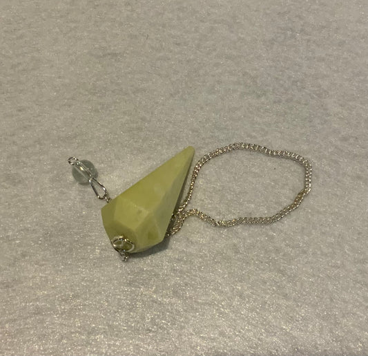 Awesome Serpentine Pendulum is  1.65” and with chain is 9”