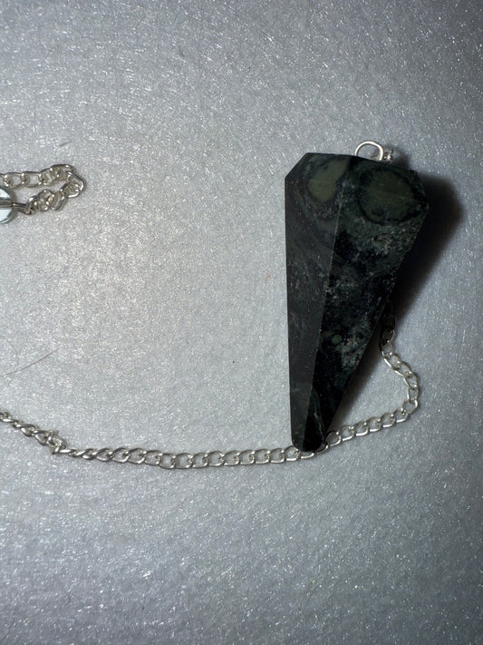 Very cool Serpentine Pendulum is 1.75” and with chain is 9.25”