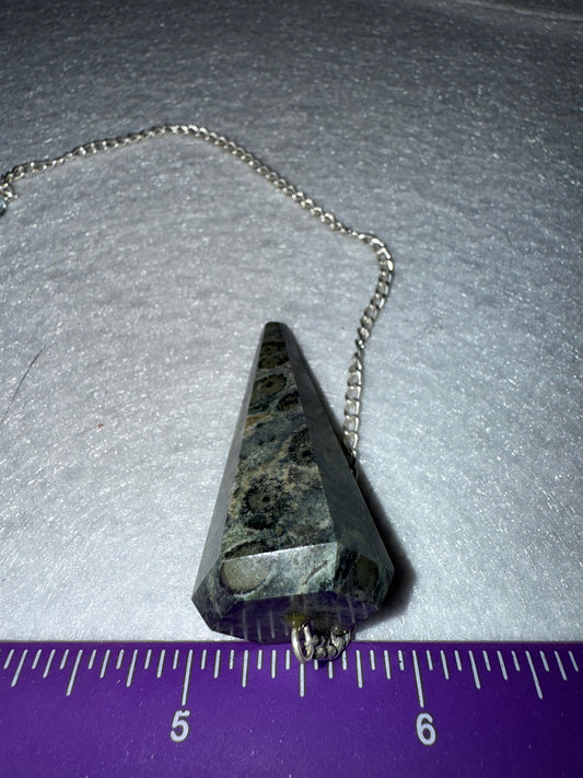 Nice Serpentine Pendulum is 1.75” and with chain is 9”