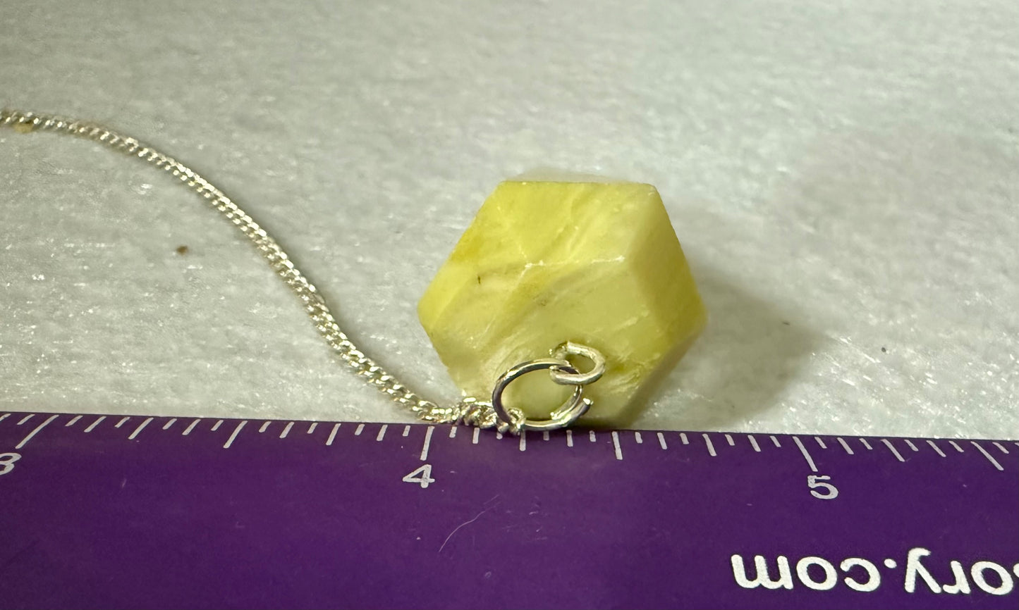 Beautiful Serpentine Pendulum is  1.5” and with chain is 8.5”