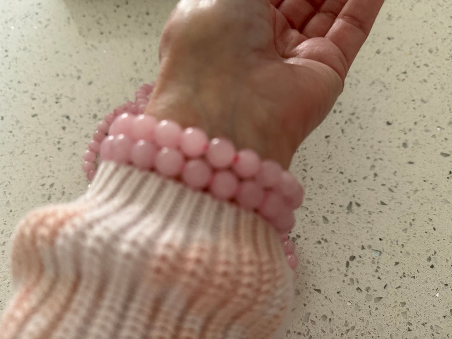 Beautiful Pink rose quartz bracelets for love, perfect gift for mom, friends, daughters and pink lovers! One size fits all.