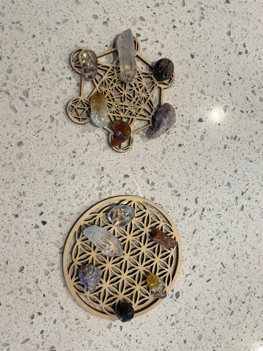 Business Empowerment Crystal Grid Set - Metatrons Cube or Flower of Life