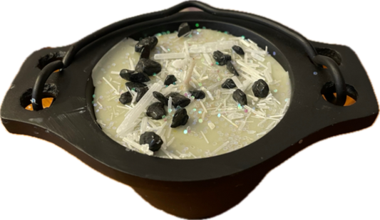 Magic Cauldron Candle - Sage with Black Tourmaline & Selenite