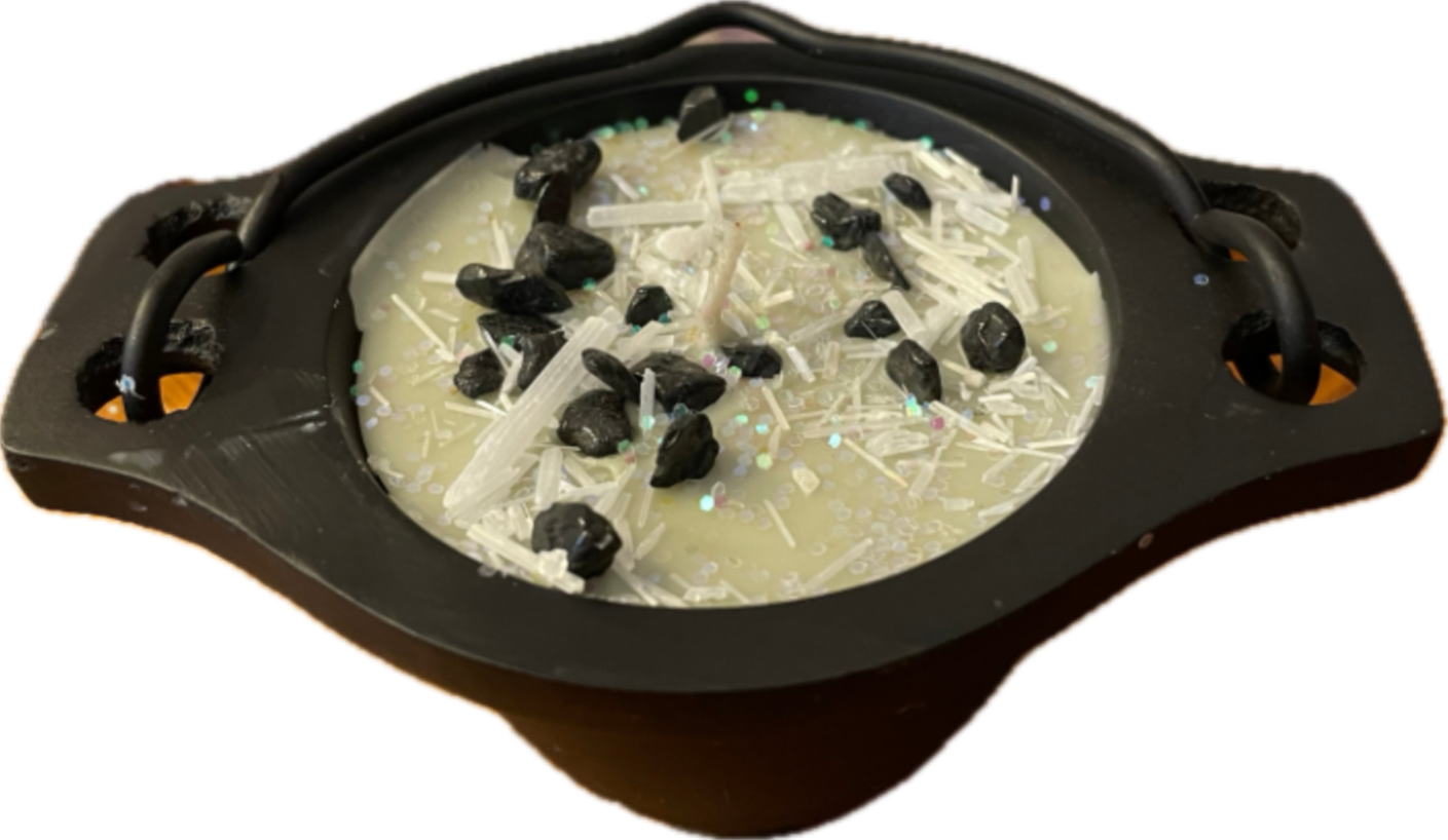 Magic Cauldron Candle - Sage with Black Tourmaline & Selenite