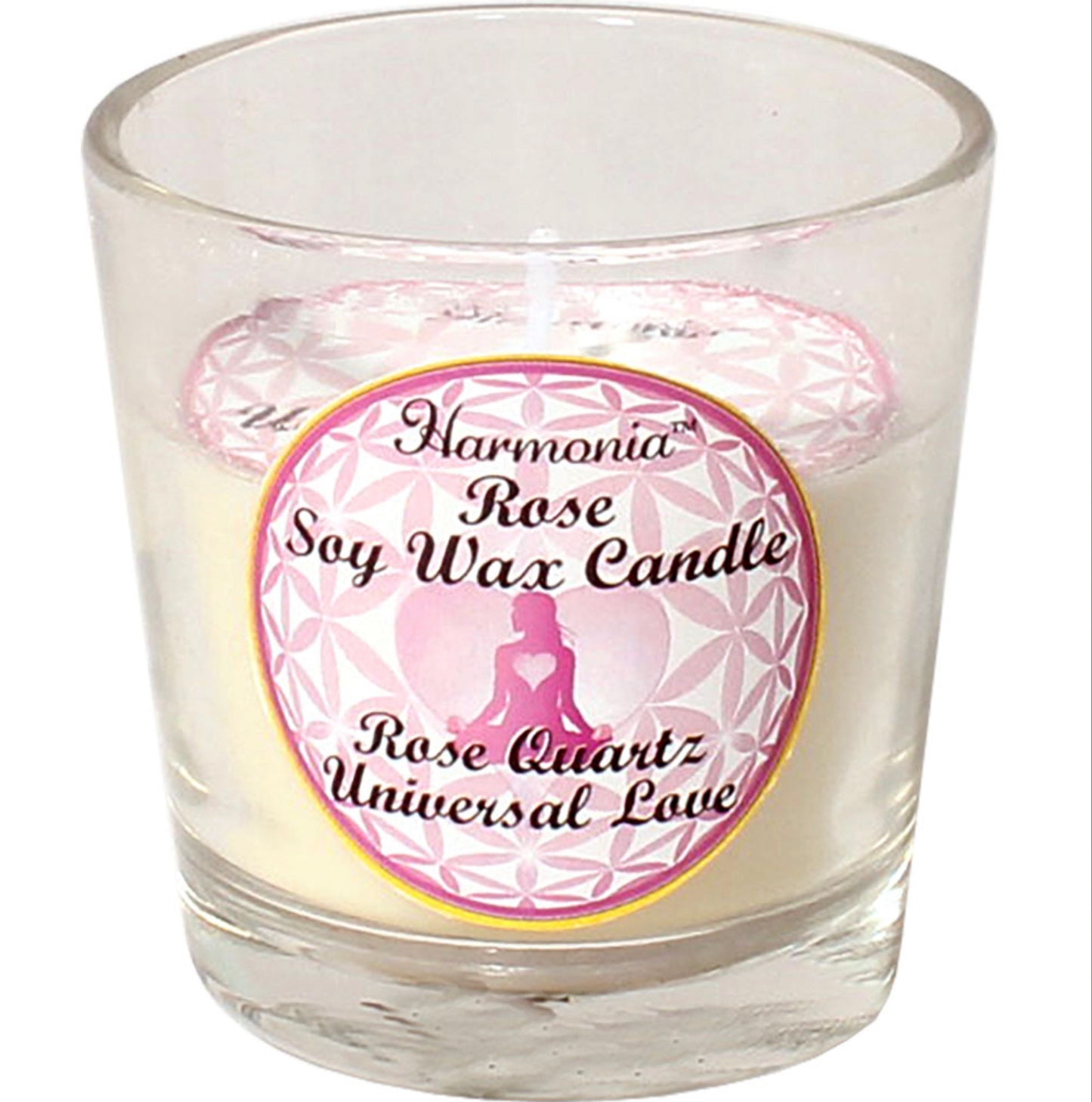 Harmonia Soy Gem Votive Candle - Universal Love -Rose Quartz - Rose