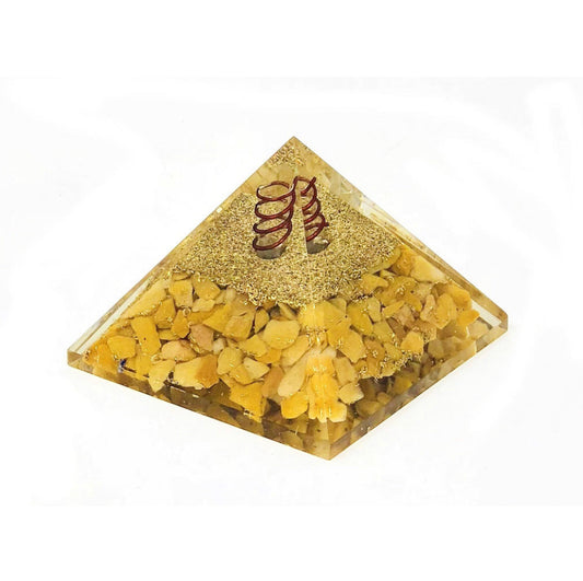 Solar Plexus Chakra orgonite -Yellow Aventurine 55-60mm Energy Pyramid