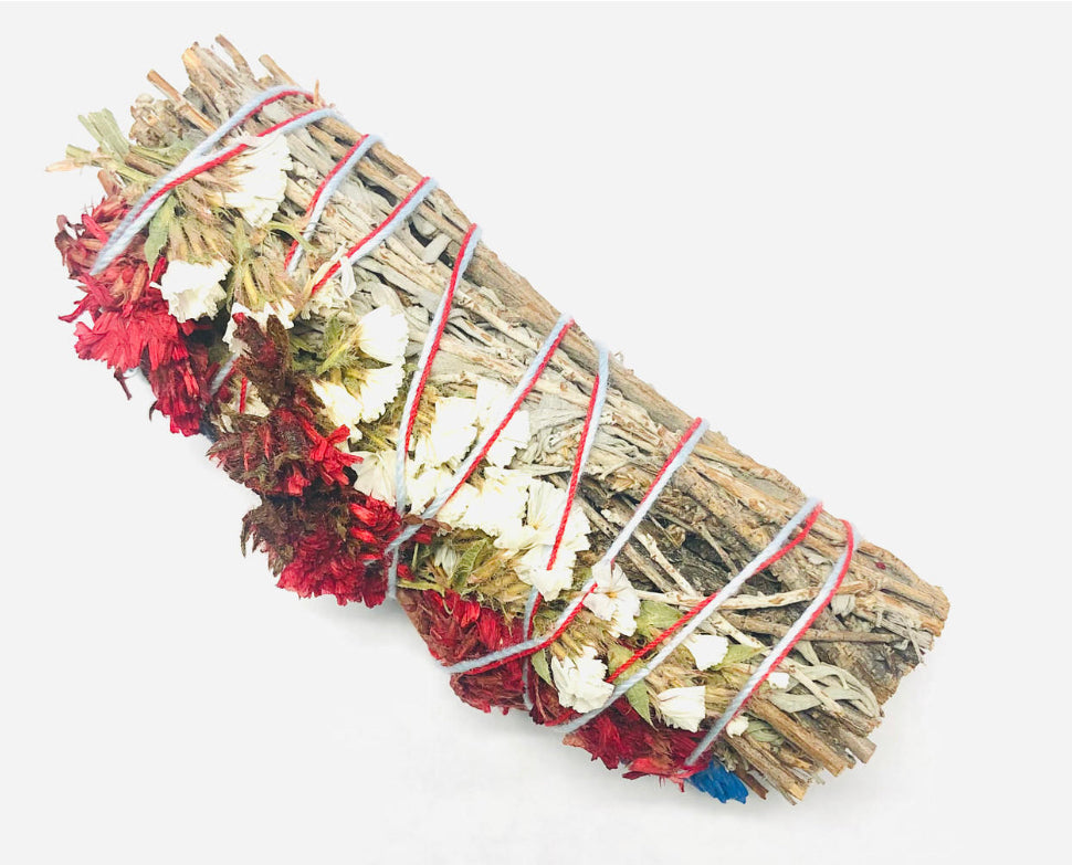 Shasta/ Blue sage smudge with red sinuata + white sinuata & Sudan blue 4"
