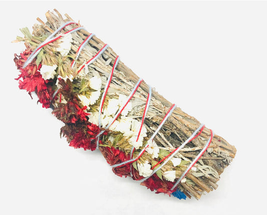 Shasta/ Blue sage smudge with red sinuata + white sinuata & Sudan blue 4"
