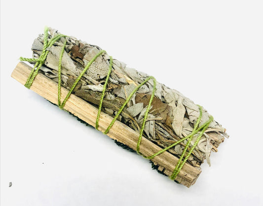 White sage smudge with Green Phalaris+ Palo De Lentisco 4"