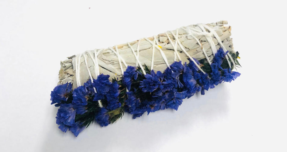 White Sage smudge with Purple Sinauta 4"