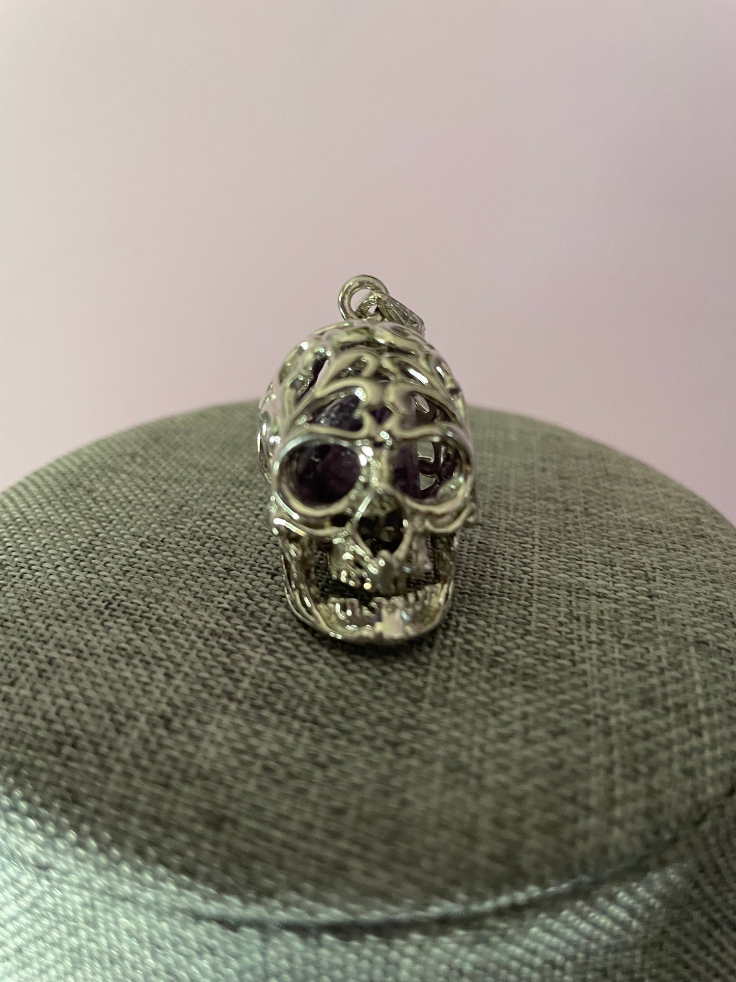 Crystal cage skulls! Antique Silver metal