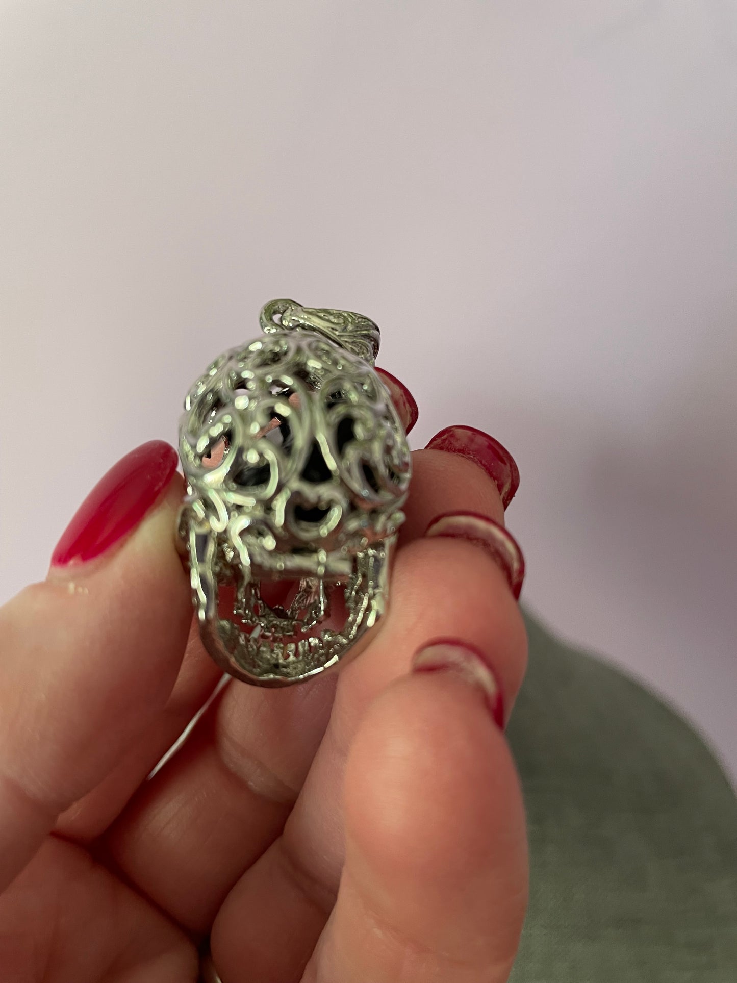 Crystal cage skulls! Antique Silver metal