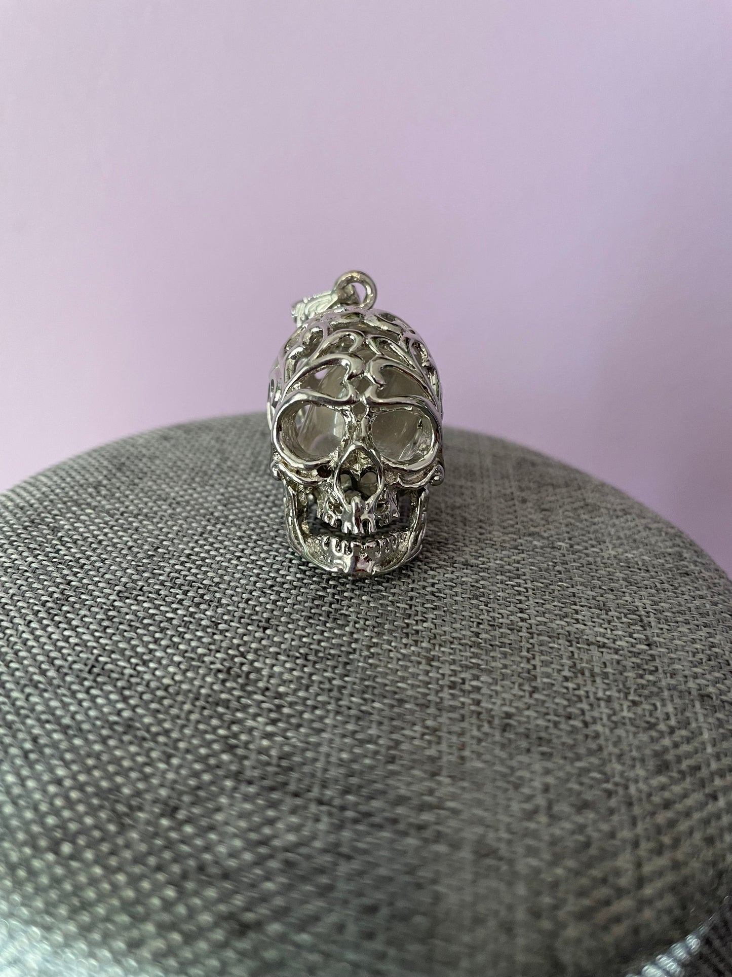 Crystal cage skulls! Antique Silver metal