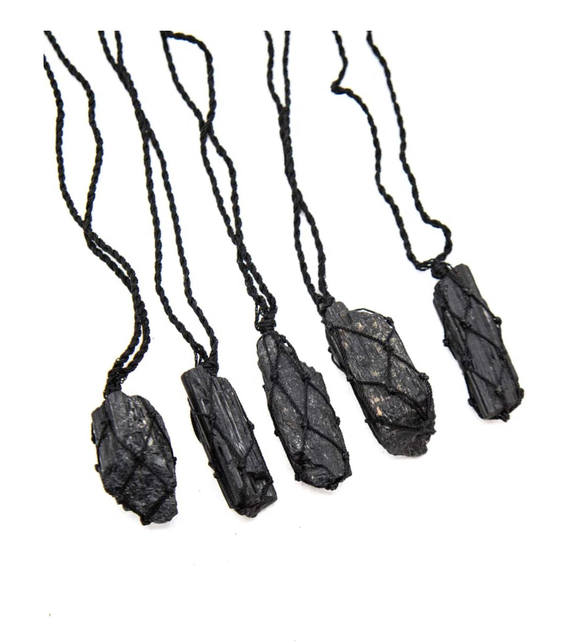 Uniquely crafted Hemp Macramé necklace with Black Tourmaline crystal