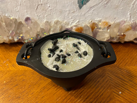 Magic Cauldron Candle - Sage with Black Tourmaline & Selenite