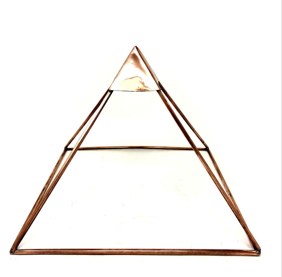 Copper Pyramid 9" for energizing crystals and pendulums and for meditation and healing. Foldable