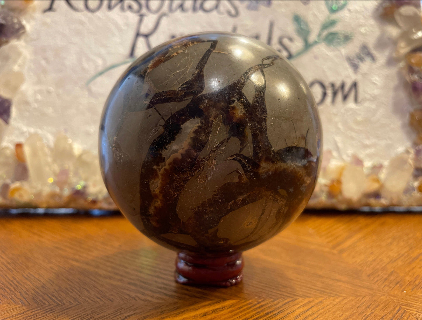 Dragonstone Septarian Sphere with silver stand Dragonstone Means Great Power  Raise your vibration and find your own wings.