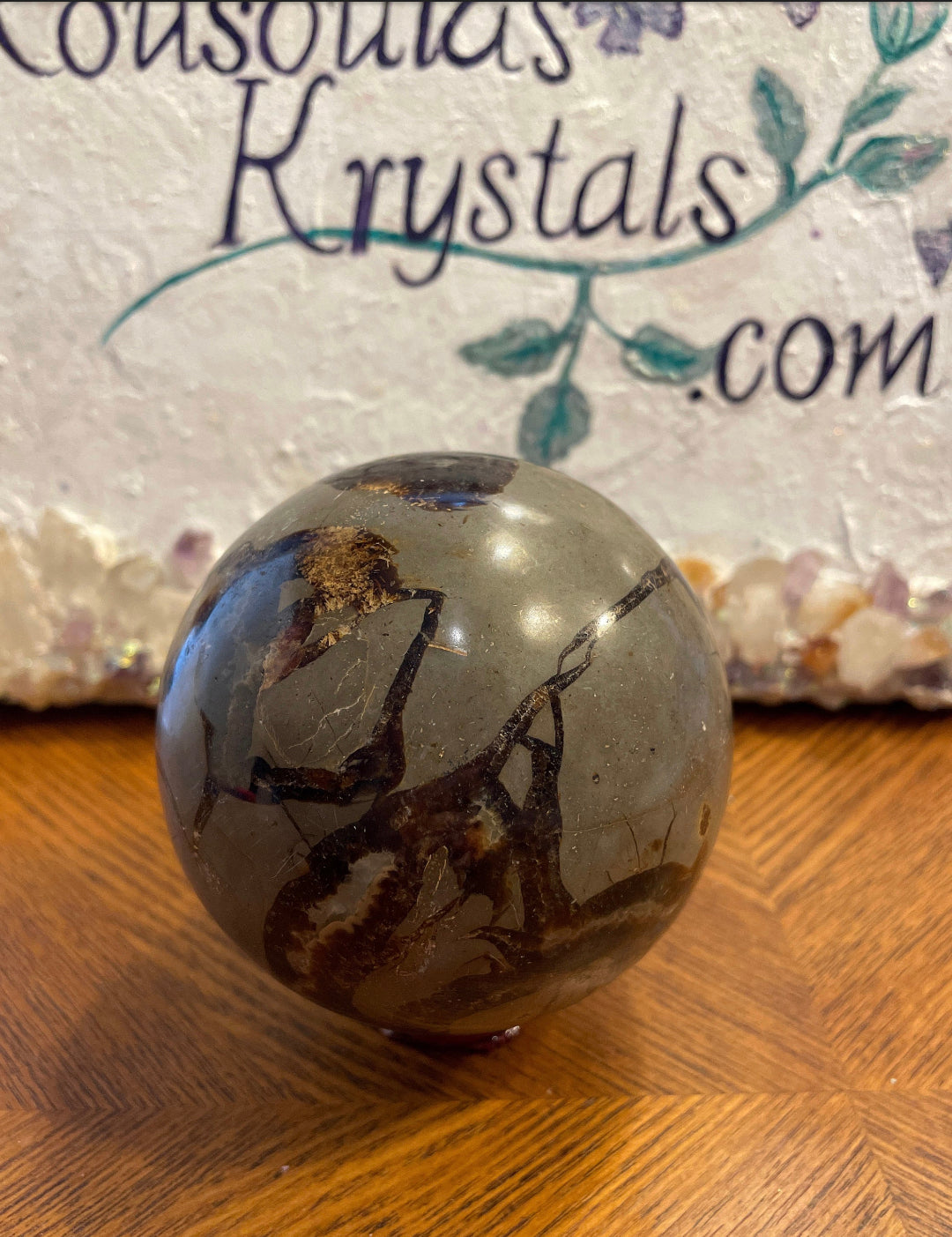 Dragonstone Septarian Sphere with silver stand Dragonstone Means Great Power  Raise your vibration and find your own wings.