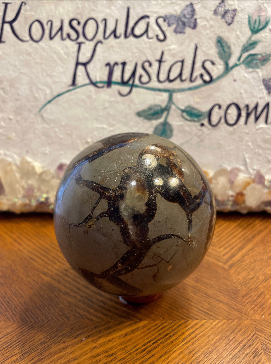 Dragonstone Septarian Sphere with silver stand Dragonstone Means Great Power  Raise your vibration and find your own wings.