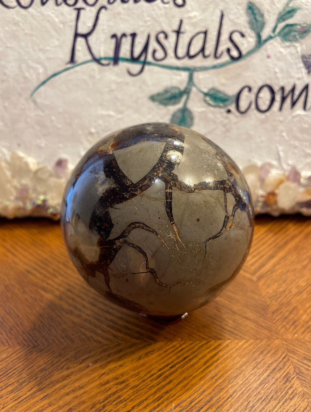 Dragonstone Septarian Sphere with silver stand Dragonstone Means Great Power  Raise your vibration and find your own wings.