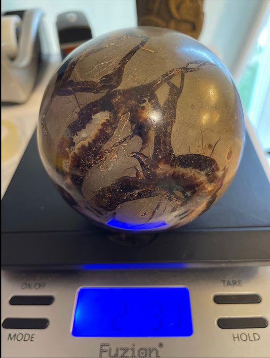 Dragonstone Septarian Sphere with silver stand Dragonstone Means Great Power  Raise your vibration and find your own wings.