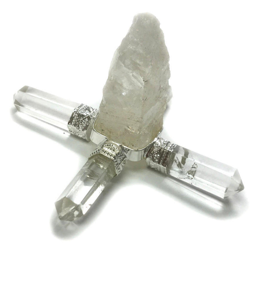 Clear Quartz Crystal Raw 4 Point Energy Generator (uncut)