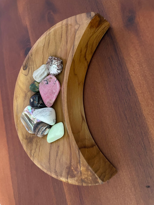 Teak Wood Bowl - Crescent Moon 5” Altar Bowl