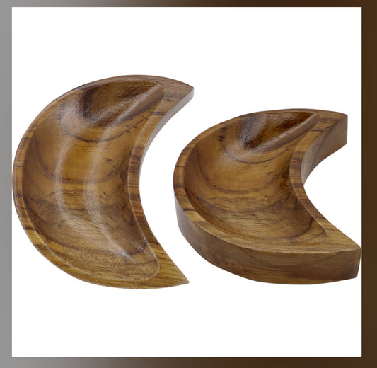 Teak Wood Bowl - Crescent Moon 5” Altar Bowl