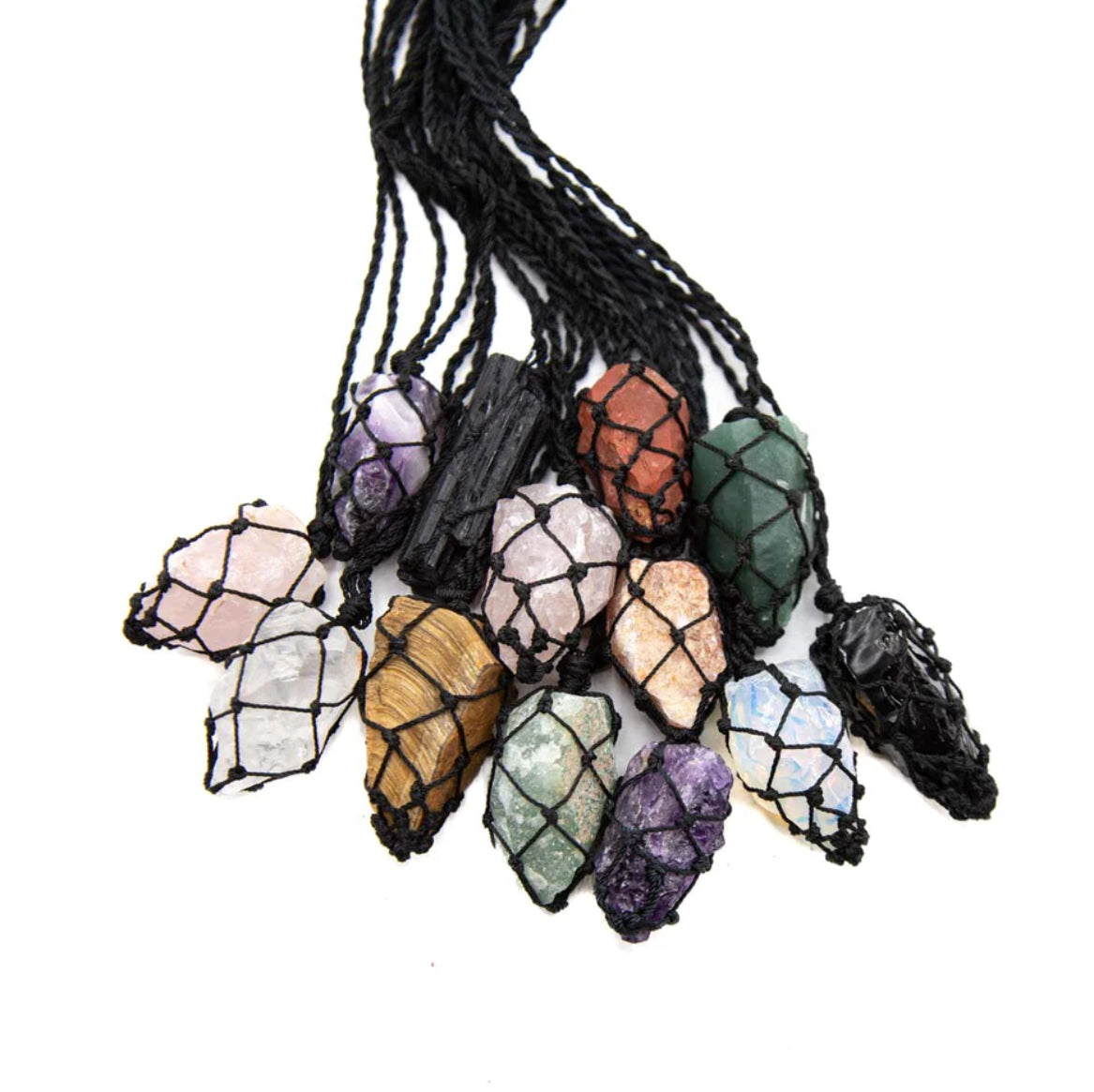 Uniquely crafted Hemp Macramé necklace with Clear Quartz crystal