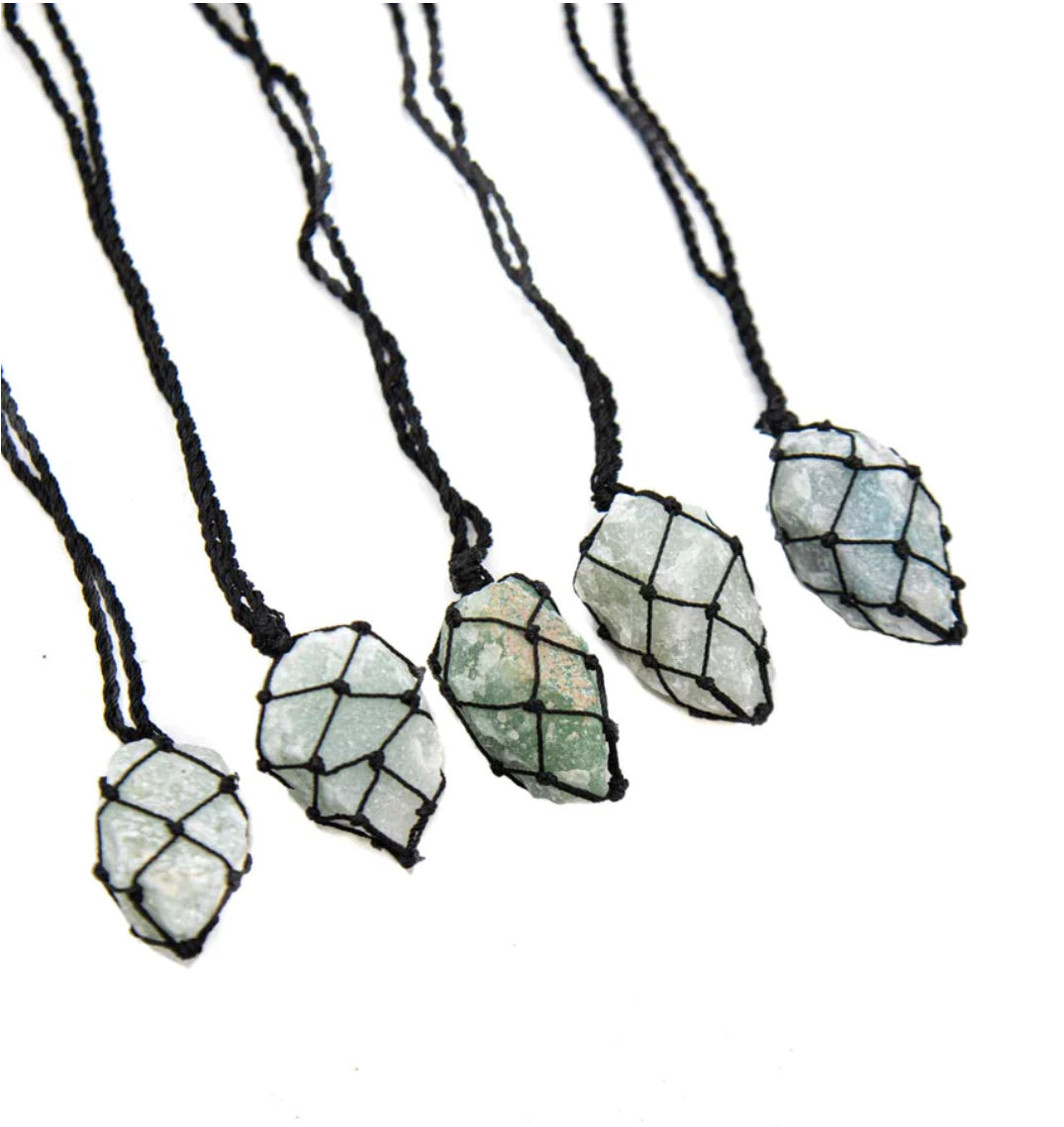 Uniquely crafted Hemp Macramé necklace with Clear Quartz crystal