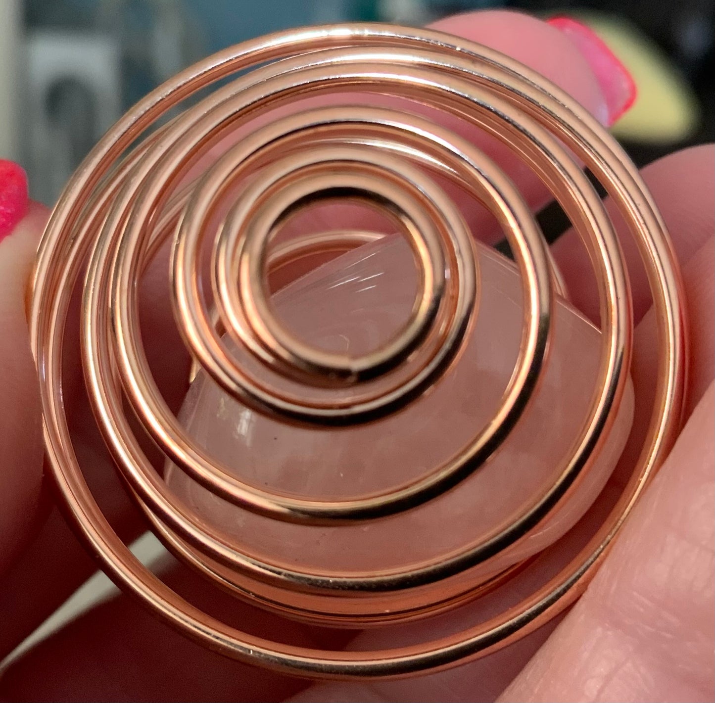 Large Tumbled Stone Cage Empty Copper  Empty or With crystal  - your choice