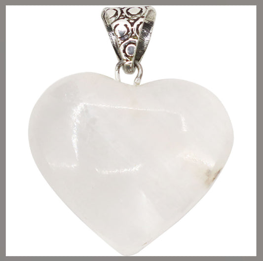 Gemstone Heart Pendant - Selenite Satin Spar