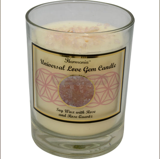 Harmonia Soy Gem Candle - Love - Rose and Rose Quartz
