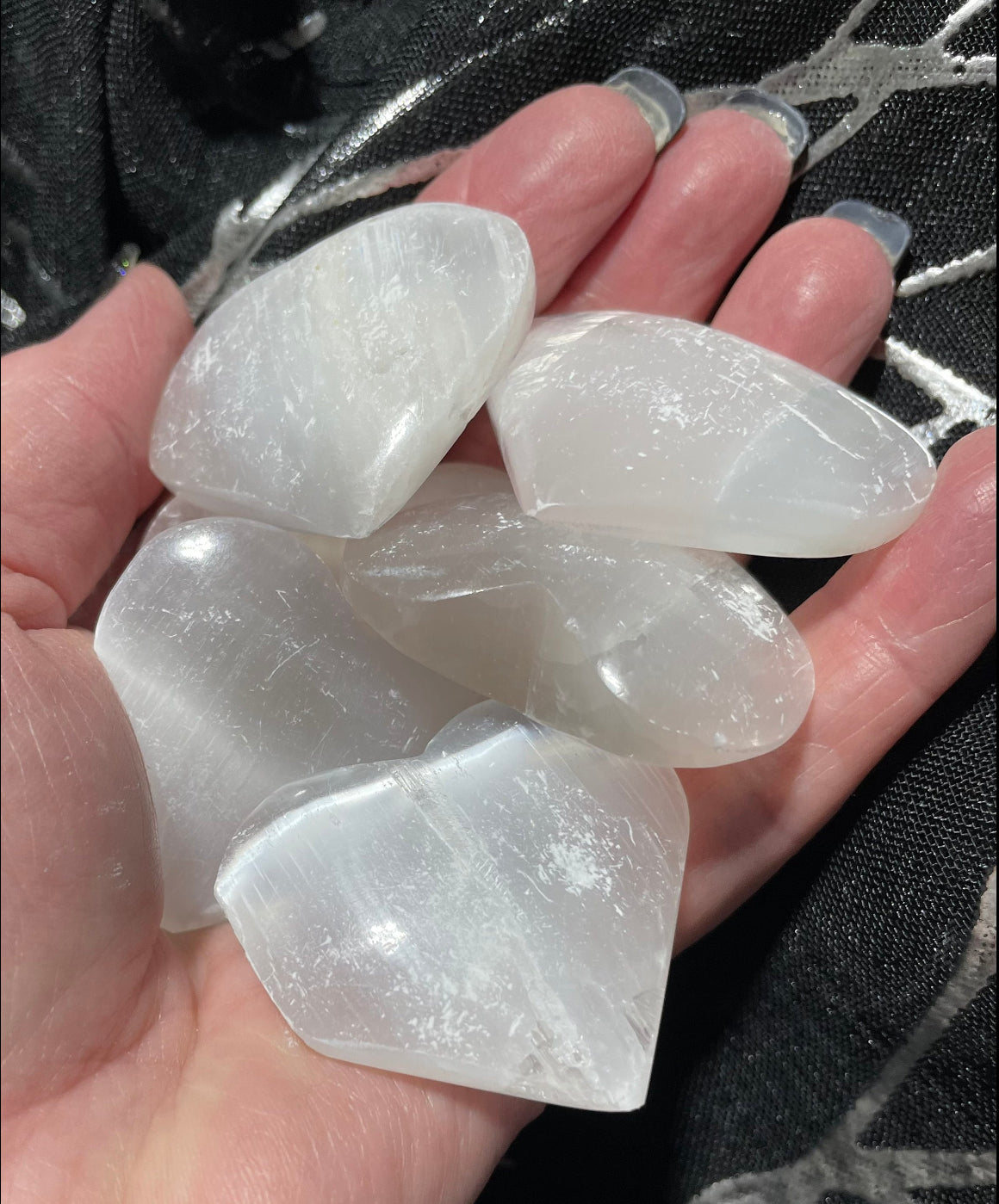 Selenite Puffed Heart