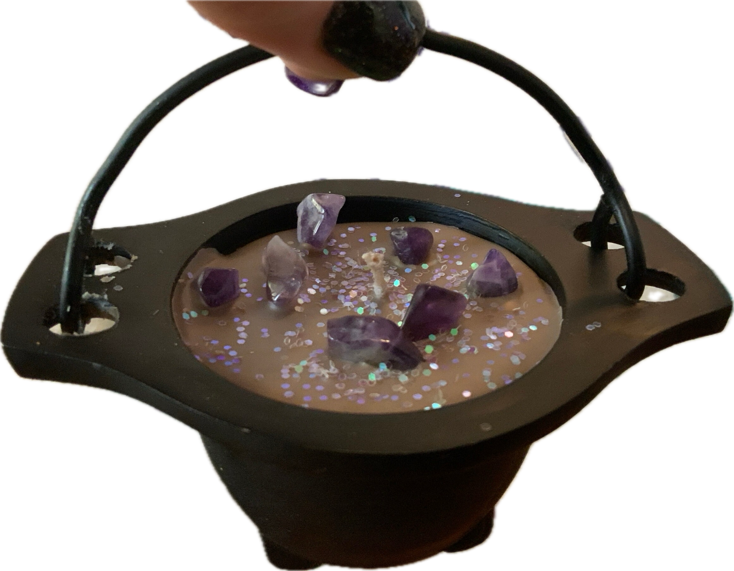 Magic Cauldron Candle - Sandalwood with Amethyst
