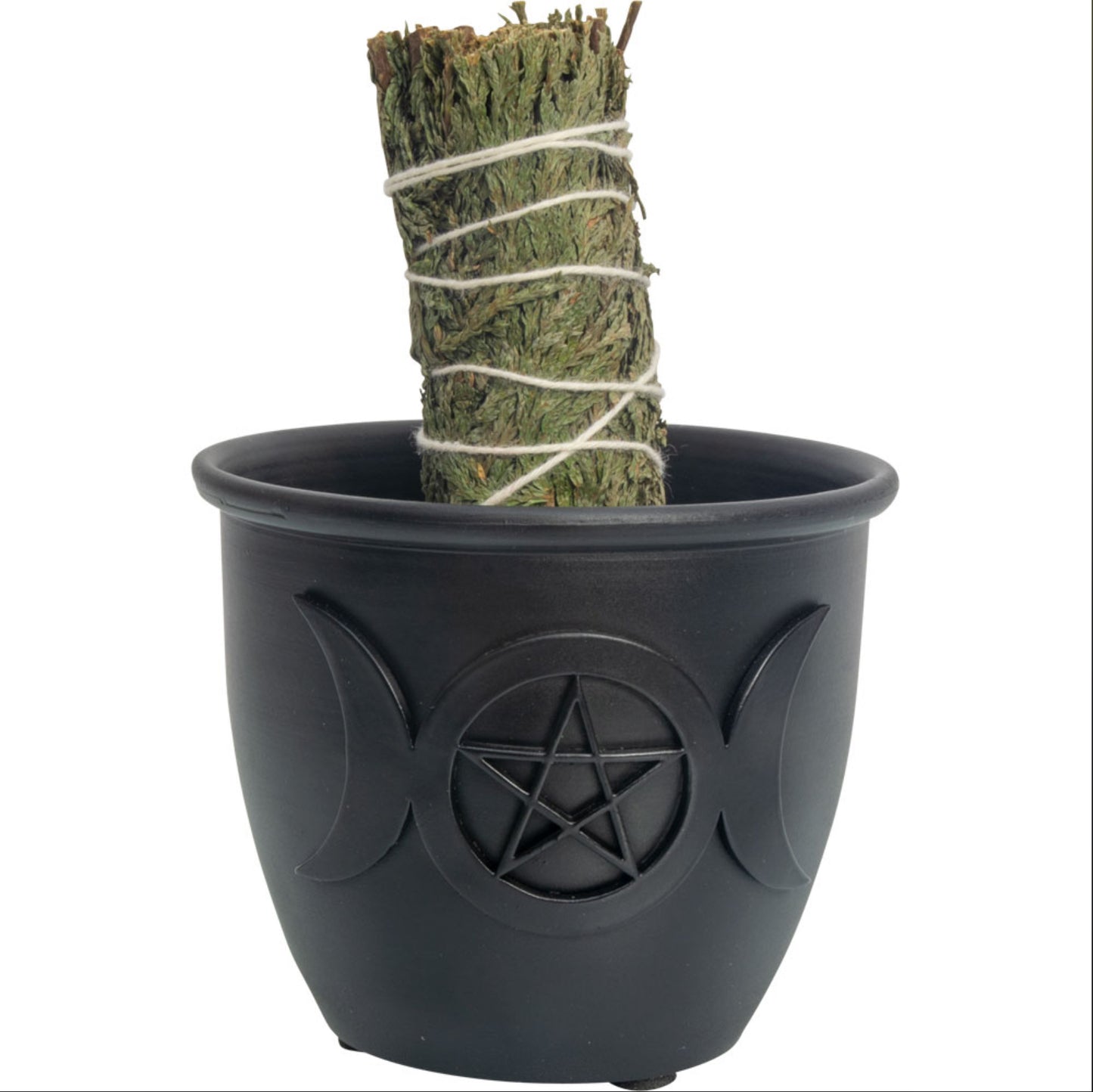 Goddess Collection - Triple Moon smudge pot candle holder, Selenite palm stone and tower.
